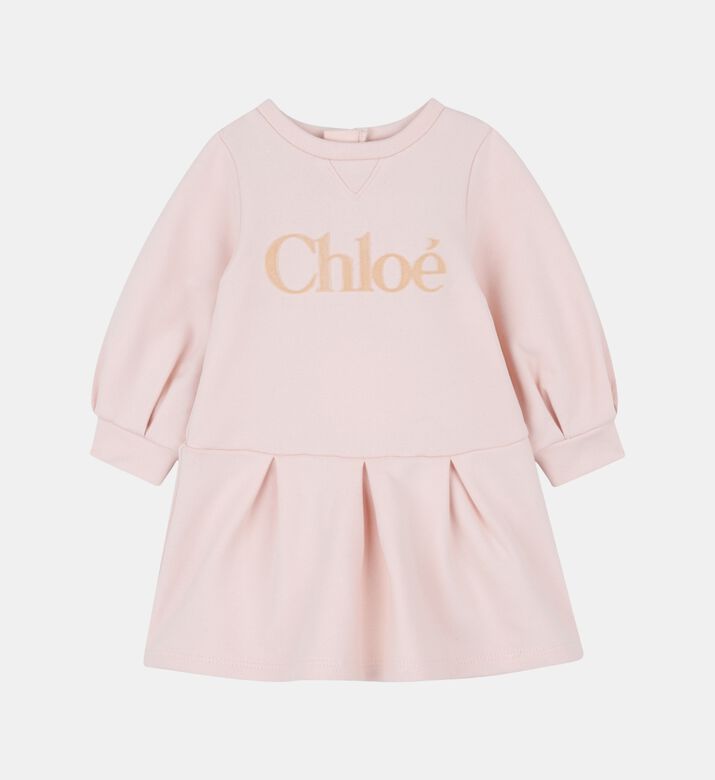 Cuffed Sleeves Pleated Skirt Dress