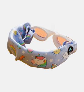 نظارة سباحة بيضاء للأطفال بشريط ناعم مزينة بأحادي قرن أرجواني