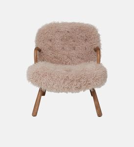 Fur Round Wood Armrests Armchair Fur Round Wood Armrests Armchair