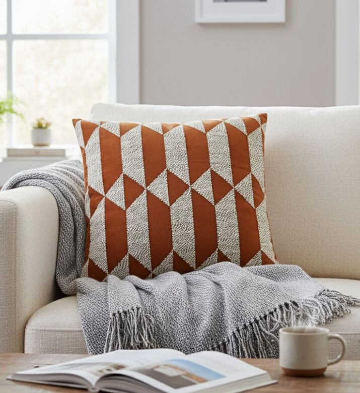 Home Deco and More Plush Embroidered Velvet Cushion, Packshot View