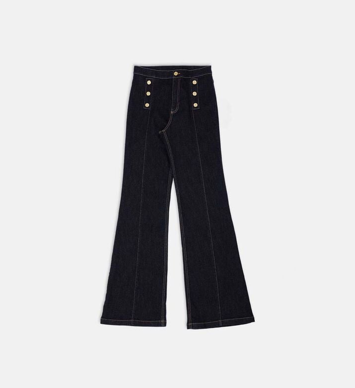 Button-detail Flared Pants