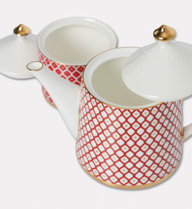Imperial Bone China 10-piece Tea Set, Red, Packshot View