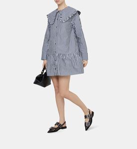 فستان بنمط قميص قطني مخطط قصير