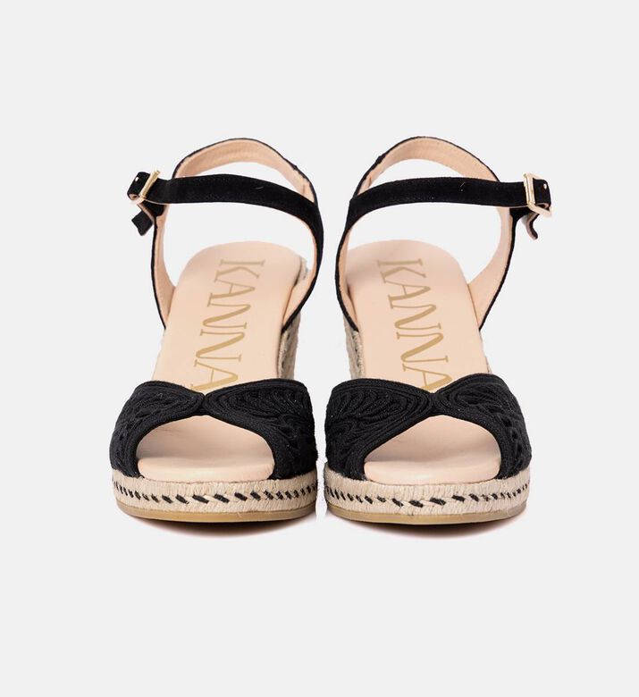 Black Jute Wedge Sandals