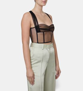 Nensi Dojaka Draped Padded Cups Bustier Top, Model View