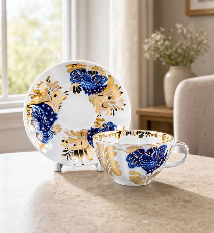 Imperial Golden Garden Saucer Tea Cup, Model View