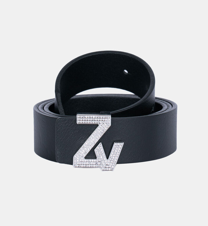 Label Initial Gemstone Leather Belt