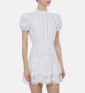 Embroidered Puffed Sleeves Mini Dress Embroidered Puffed Sleeves Mini Dress