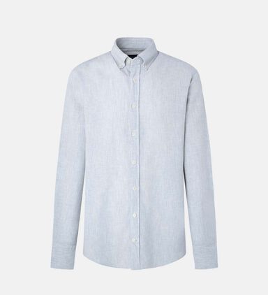 Melange Texture Cotton Button-up Shirt