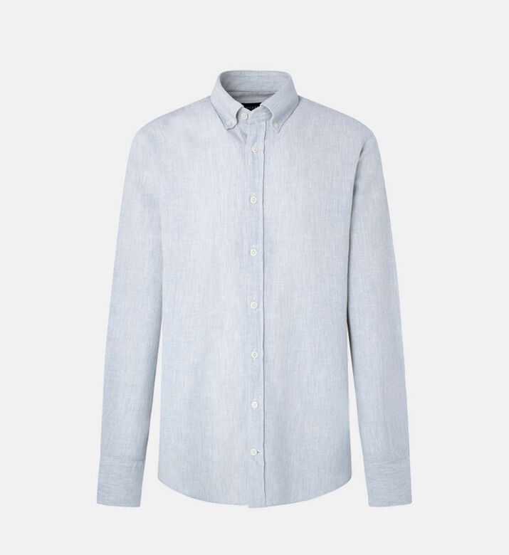 Melange Texture Cotton Button-up Shirt