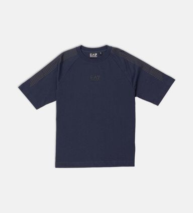 Cotton Stripped Shoulders Logo-print T-shirt