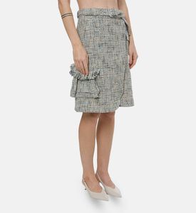 Ganni Tweed Wrap Midi Skirt, Model View