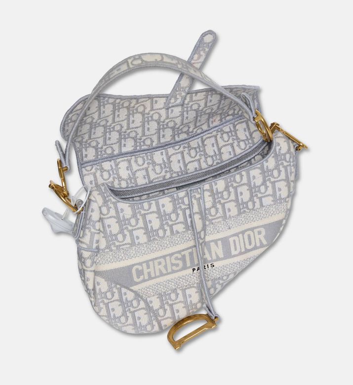 Dior Preowned Dior Saddle Oblique Embroidered Canvas Shoulder Bag, Packshot View