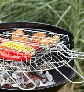 Chrome Wooden Handle Double Grill