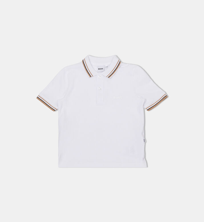 Striped Ribbed Cuffs Short-sleeve Polo Shirt