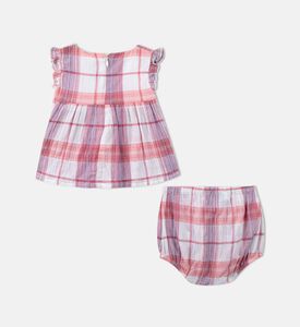 طقم قطعتين مكشكش بنقشة مربعات