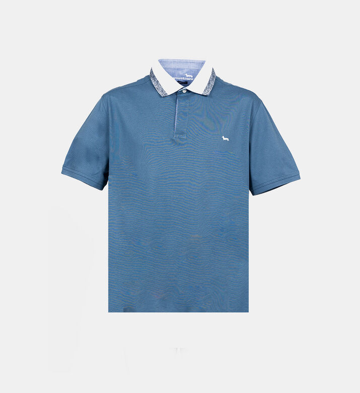 Ribbed Collar Cotton Polo Shirt