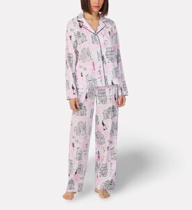 DKNY Contrast Piping Long Pajama Set, Model View
