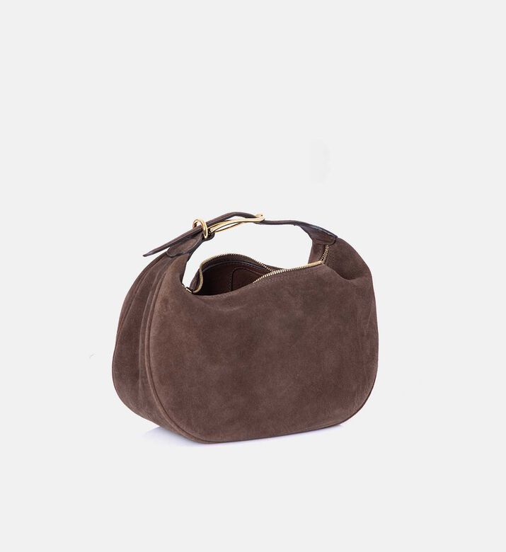 Suede Top Handle Moon Hobo Bag