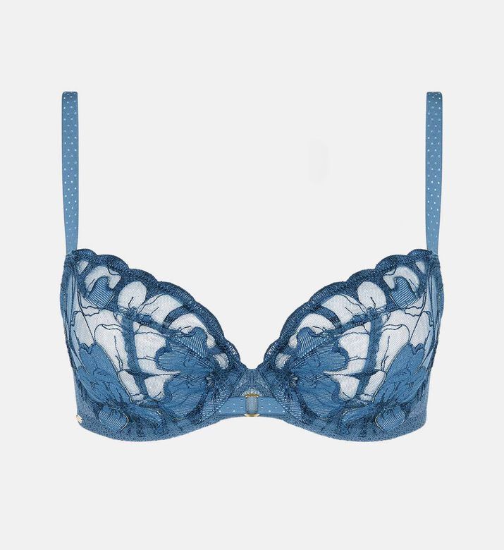 Chantelle Sheer Mesh Demi-cup Bra, Blue, 85, C, Packshot View