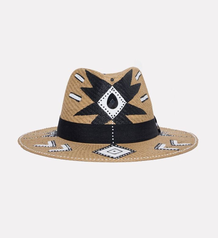 Sorena Hand-painted Geometric Straw Hat, Packshot View