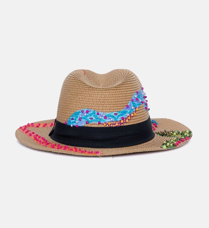Beaded Snake Design Brimmed Hat