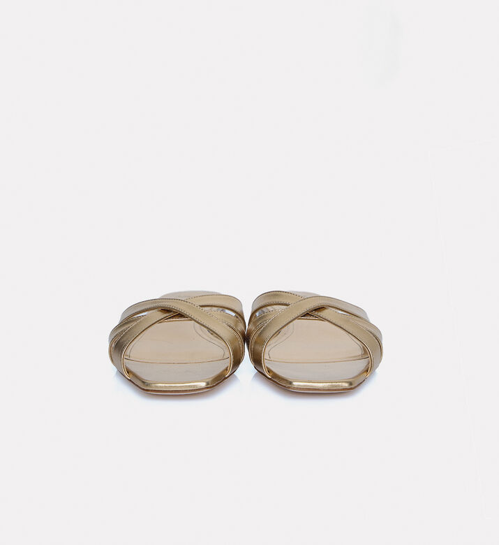 3 Juin Nerea Leather Flat Heel Sandal, Gold, Eu-40, Packshot View