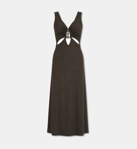 Christopher Esber Cutout Droplet Hardware Maxi Dress, Brown, 08, Packshot View