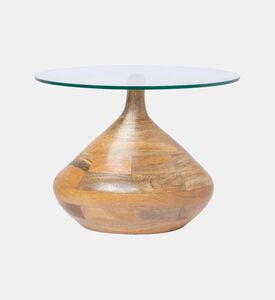 Home Deco and More Tally Wooden Glass Side Table, Packshot View
