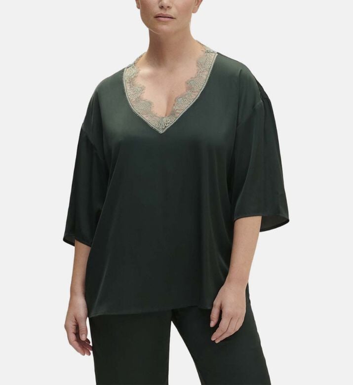 Satin Secrets Lace Sleeeves Top Satin Secrets Lace Sleeeves Top