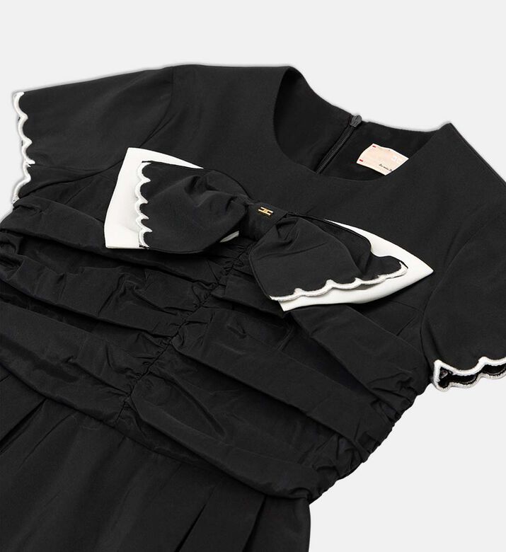 La Mia Bambina Scalloped Trims Pleated Dress, Black, 12y, Packshot View