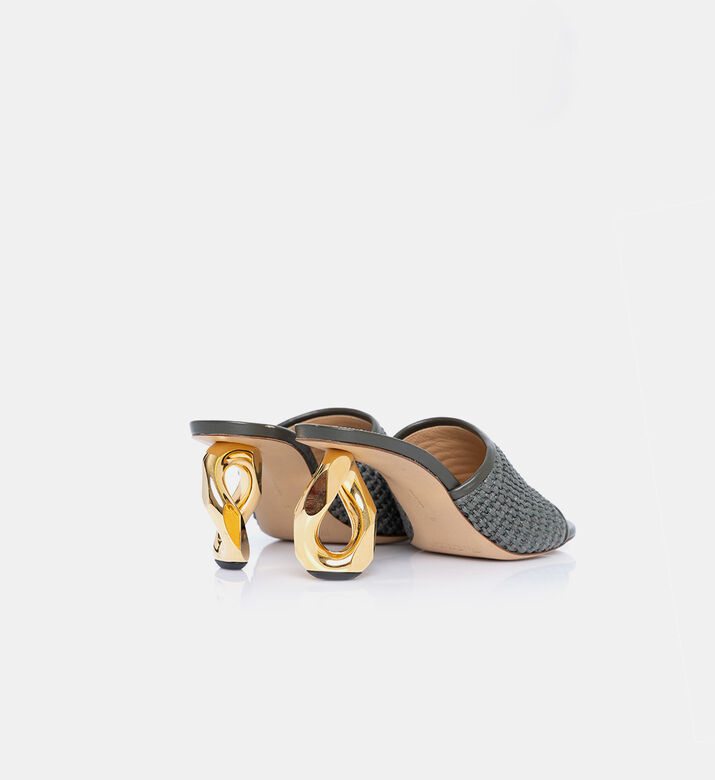 JW Anderson Raffia Chain Heel Slide Sandal, Khaki, Eu-36, Packshot View