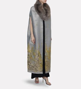 By Febe Fur Collar Open-sleeves Cape, Model View