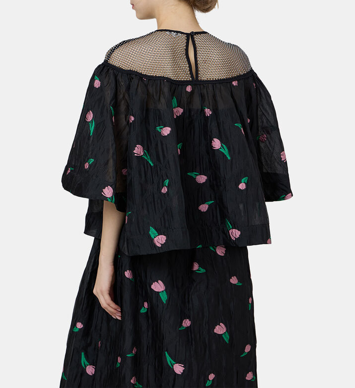 Tulip Print Mesh Top