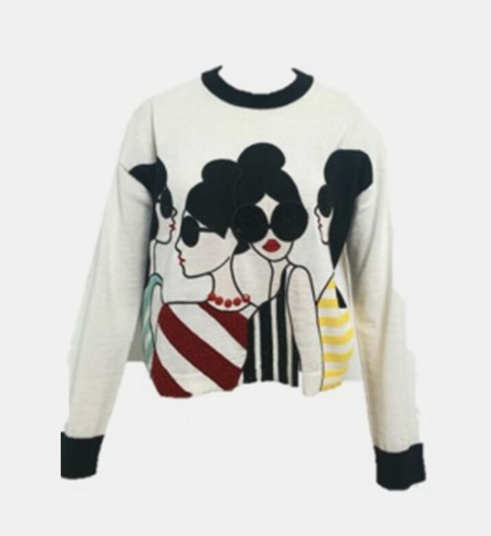 Long-sleeve Graphic-print Sweater