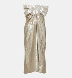 Cetelle Strapless Gold Lame Dress Cetelle Strapless Gold Lame Dress