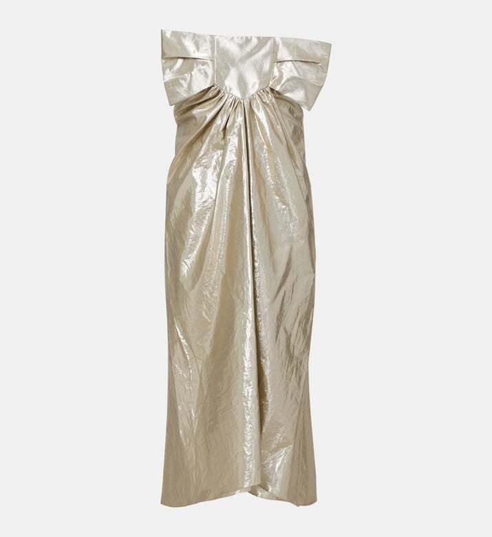 Cetelle Strapless Gold Lame Dress Cetelle Strapless Gold Lame Dress