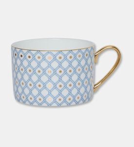 Imperial Gold Handle White Lattice Cylindrical Mug Saucer, Packshot View