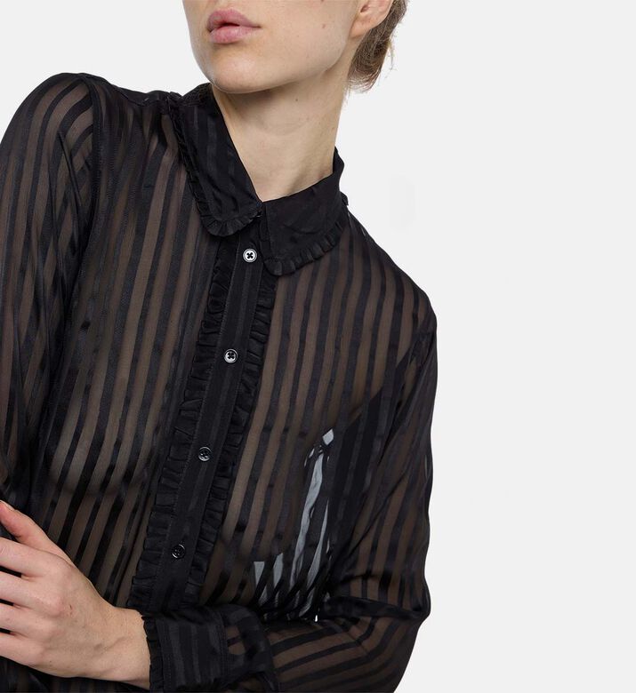 The Kooples Striped Ruffled Sheer Shirt, Model View