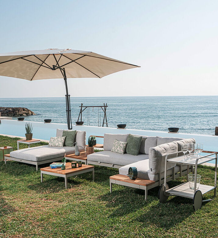 Lifestyle Garden Topaz Teak Wood Corner Lounge, Packshot View