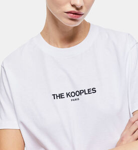 تيشيرت قطن بطبعة لوغو وقصة عادية