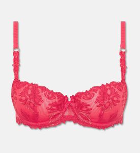 Chantelle Plunge Floral Embroidered Bra, Red, 95, C, Packshot View
