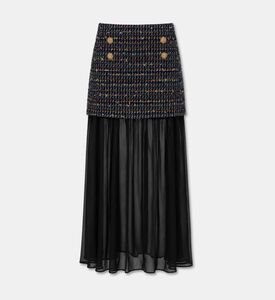 Edward Achour Paris Tweed Panel Sheer Maxi Skirt, Packshot View