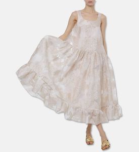 Anouki Metallic Damask Pattern Maxi Dress, Model View