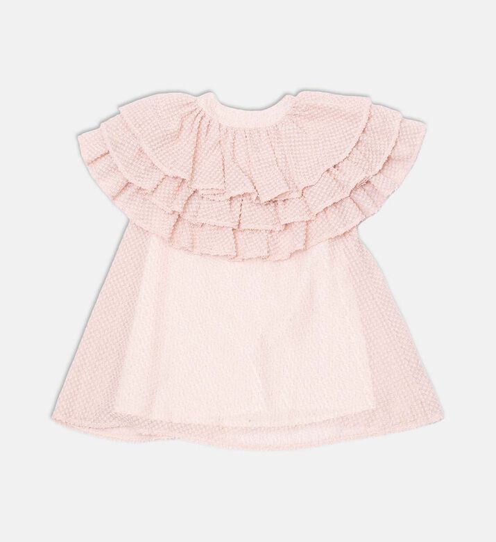 Tiered Ruffled Cap Sleeves Front-button Dress