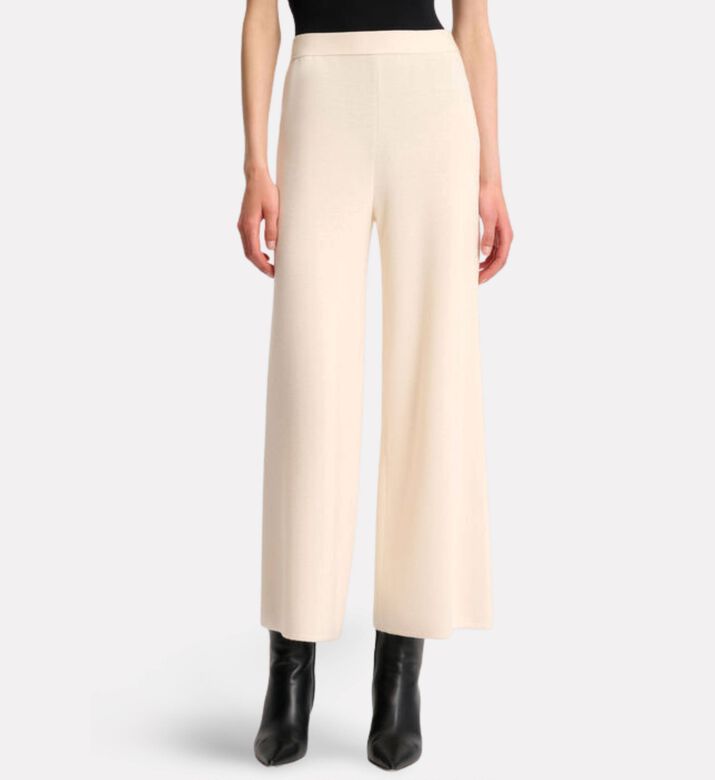 Luisa Spagnoli Modine Wide-leg Trousers, Cream, L, Model View
