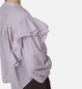 قميص طويل الأكمام بكشكشة