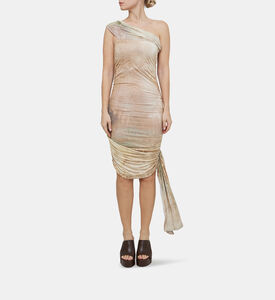 فستان قصير بطيات بكتف واحد