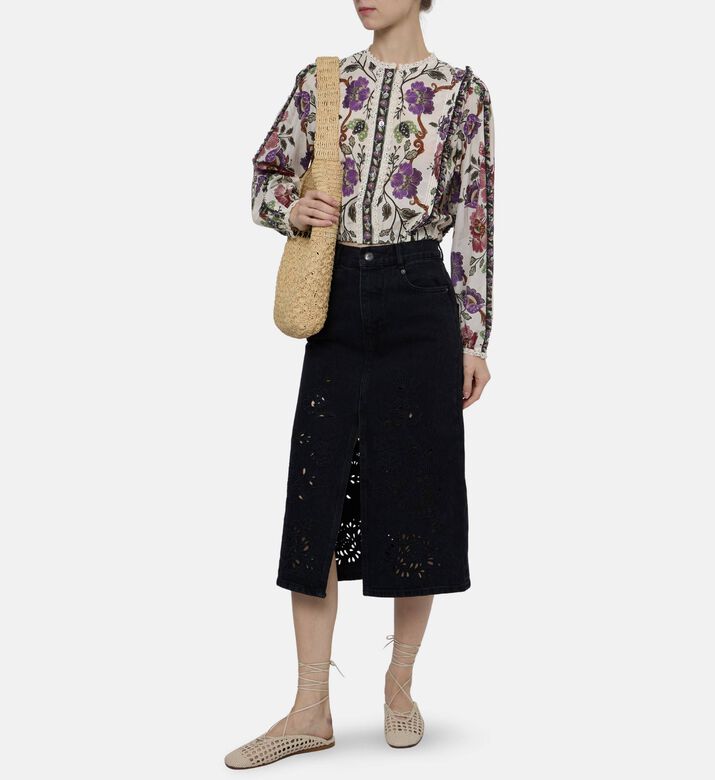 Farm Rio Rococo Floral-print Blouse, Model View