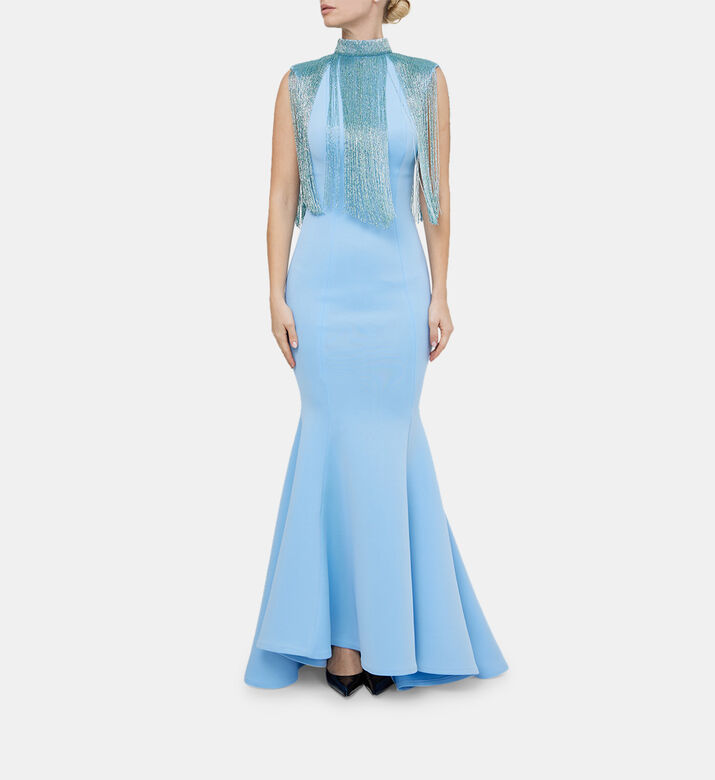 فستان بتصميم حورية البحر مزيّن بالخرز